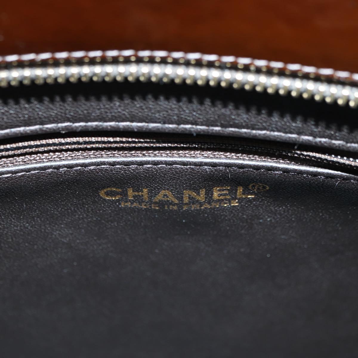 CHANEL Matelasse Reprint Tote Bag Patent leather Dark Brown Gold CC Auth 179958V