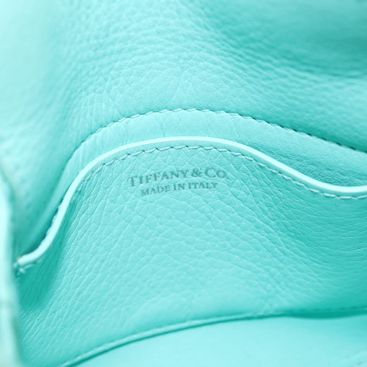 TIFFANY&Co. Return To Charm Bag Leather 2way Turquoise Blue Silver Auth 179961A