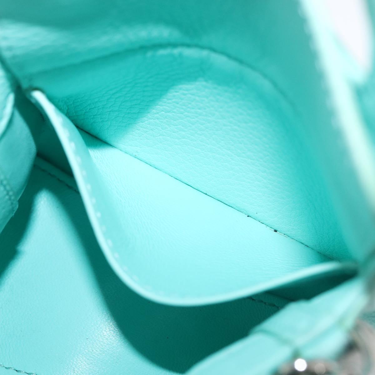 TIFFANY&Co. Return To Charm Bag Leather 2way Turquoise Blue Silver Auth 179961A