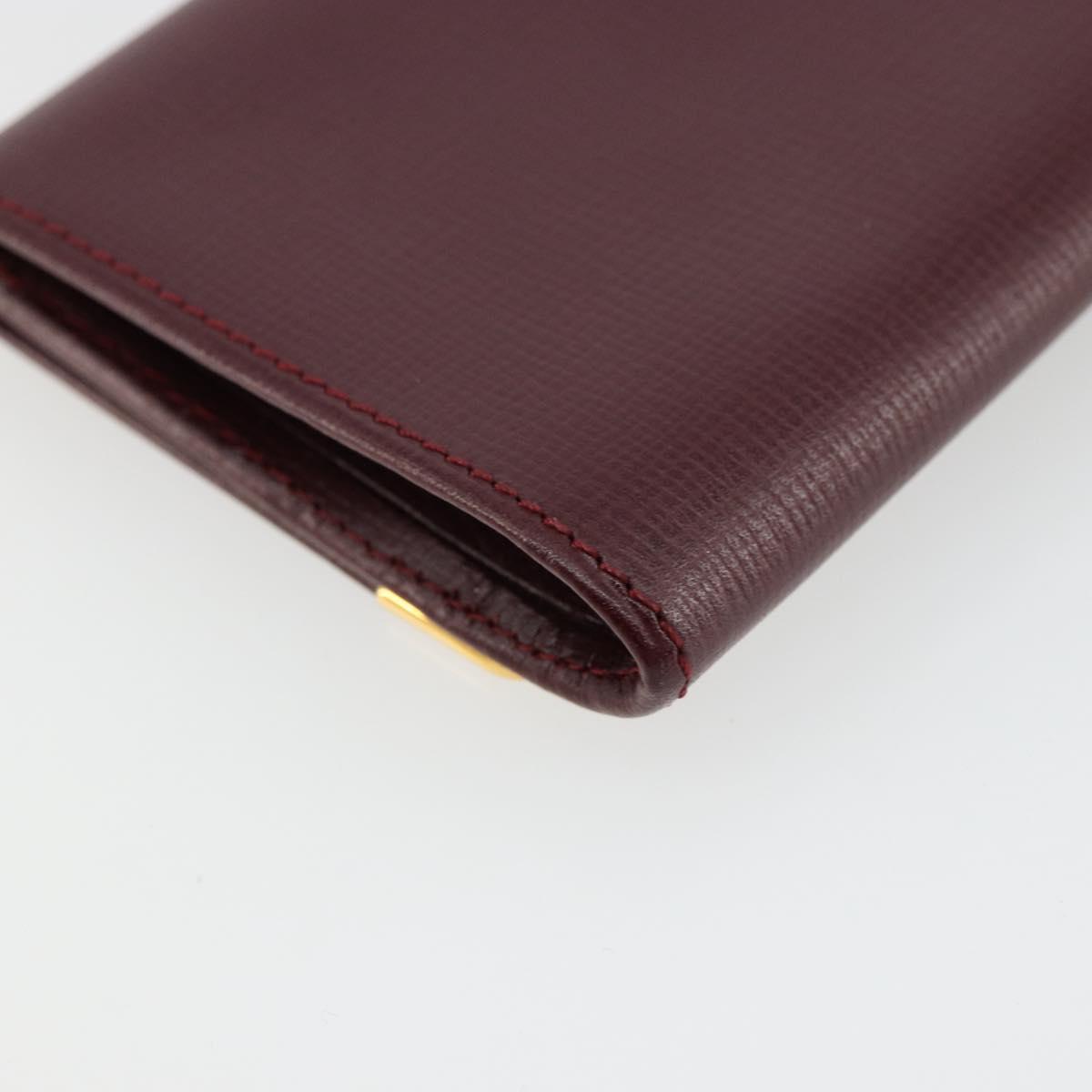 CARTIER Must Line Coin Purse Leather Bordeaux Gold Auth 179966A