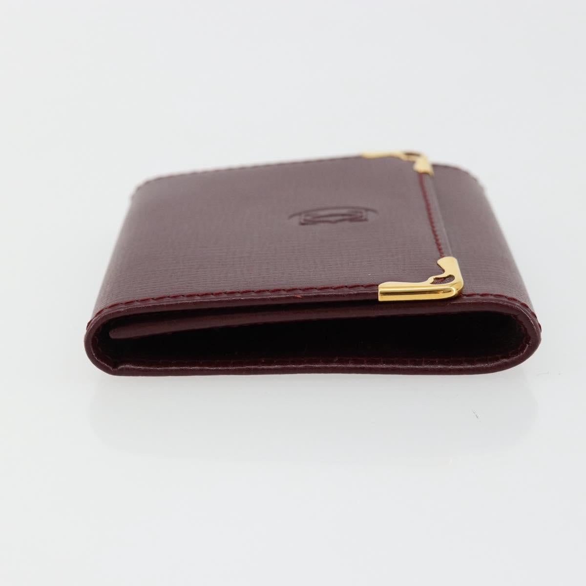CARTIER Must Line Coin Purse Leather Bordeaux Gold Auth 179966A