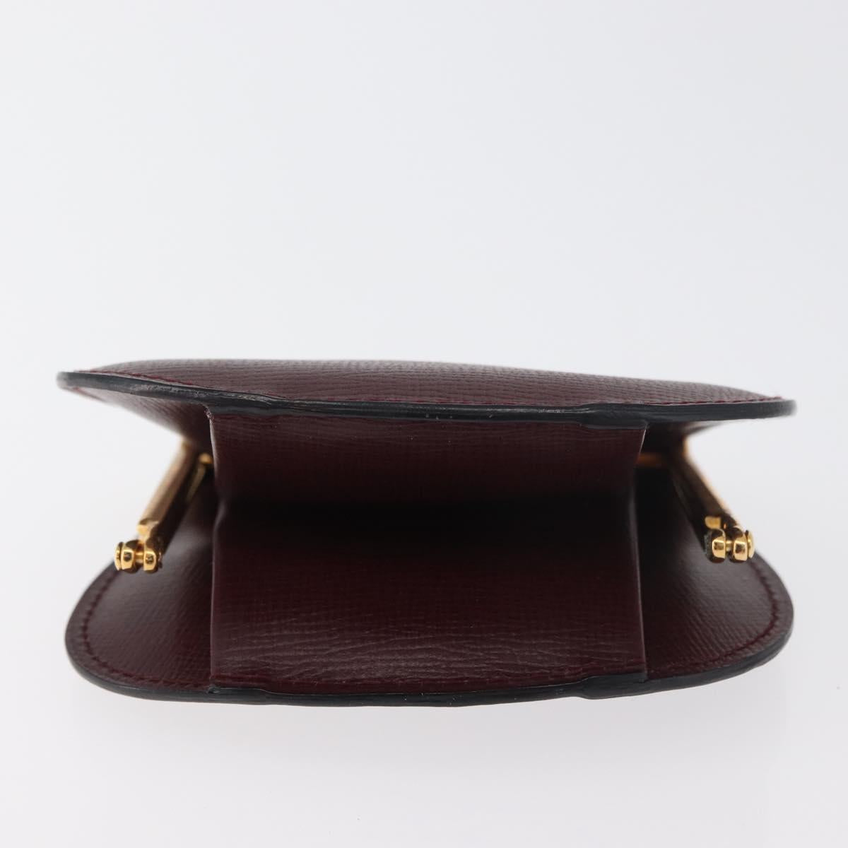 CARTIER Must Line Coin Purse Leather Bordeaux Gold Auth 179967A