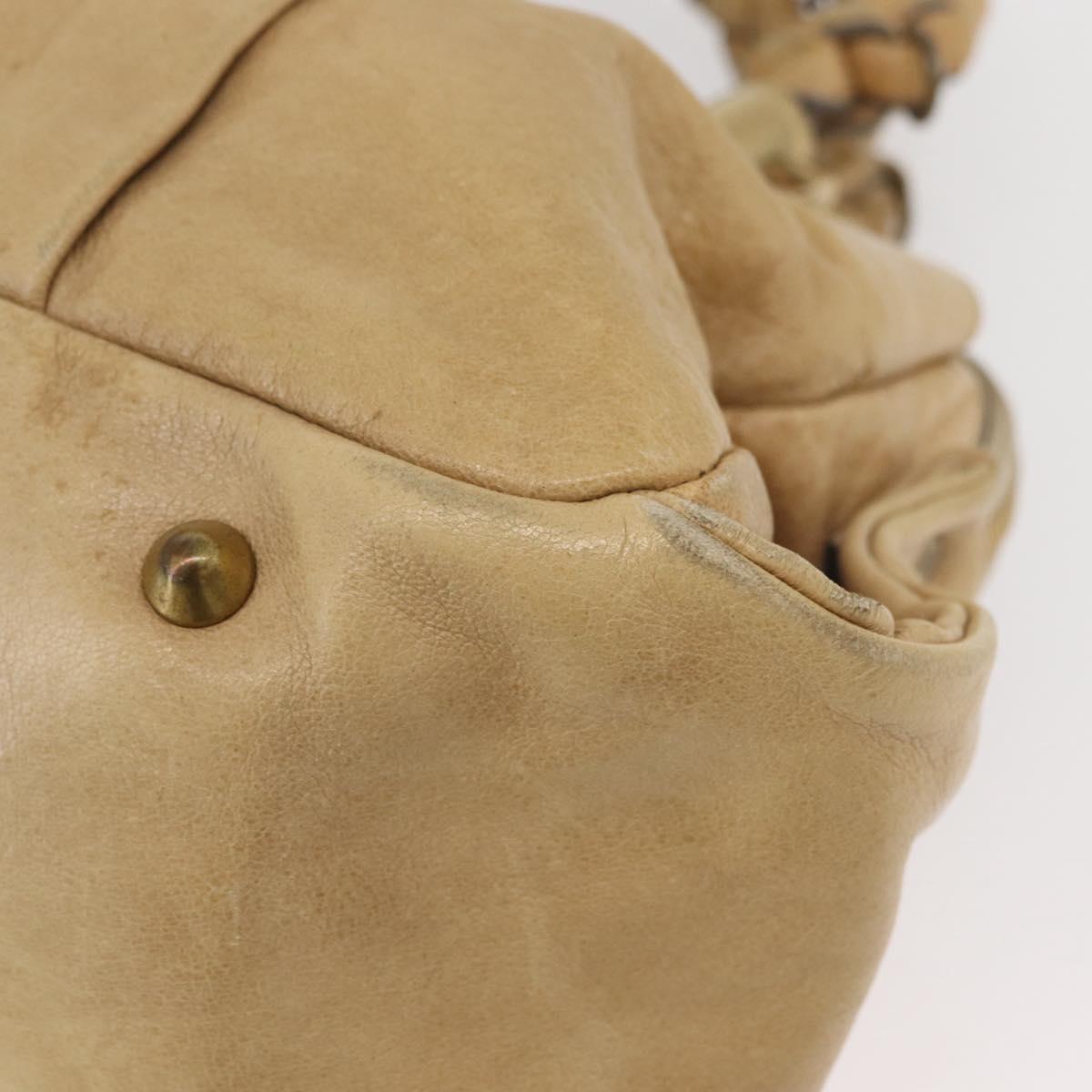 Chloe Hand Bag Leather Beige Gold Auth 179981