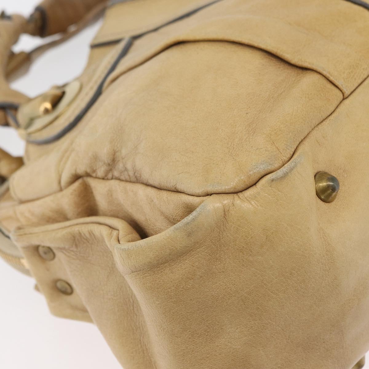 Chloe Hand Bag Leather Beige Gold Auth 179981