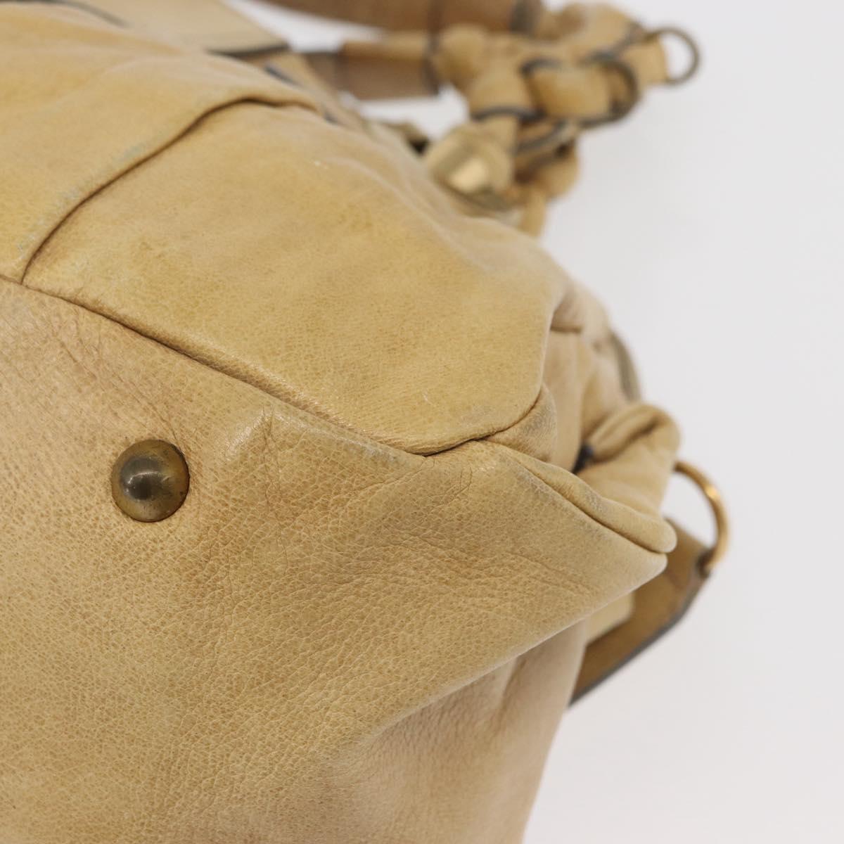 Chloe Hand Bag Leather Beige Gold Auth 179981