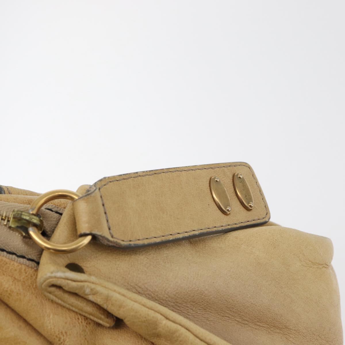Chloe Hand Bag Leather Beige Gold Auth 179981