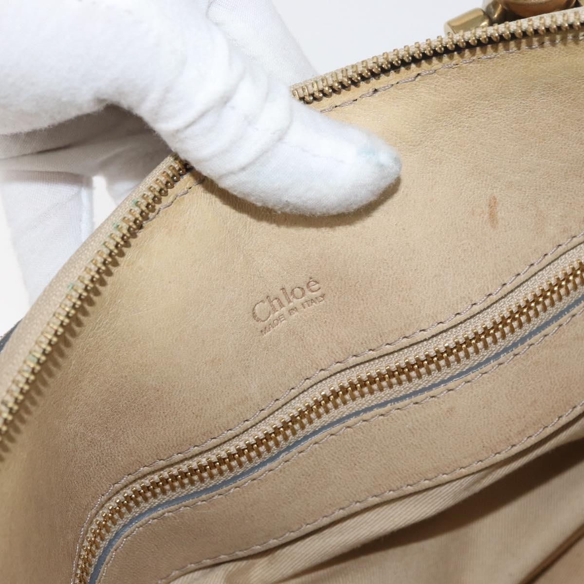 Chloe Hand Bag Leather Beige Gold Auth 179981