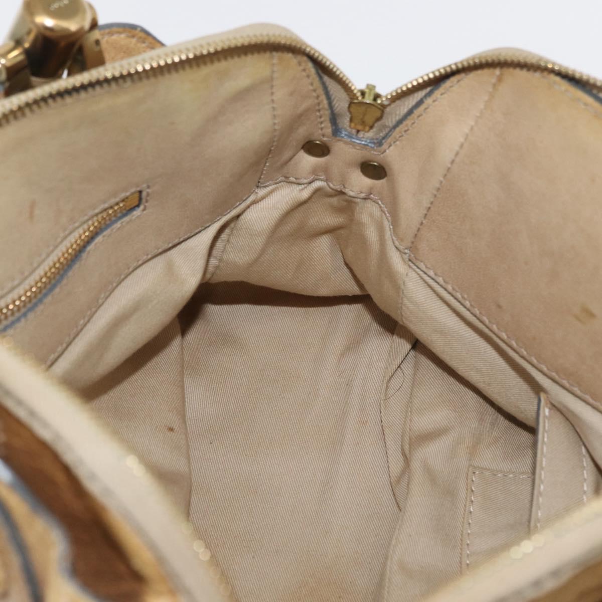 Chloe Hand Bag Leather Beige Gold Auth 179981