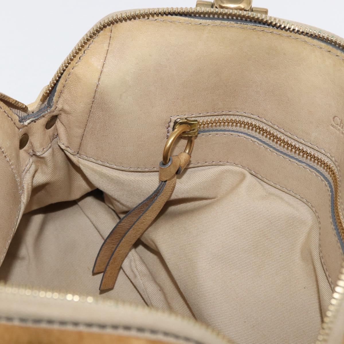 Chloe Hand Bag Leather Beige Gold Auth 179981