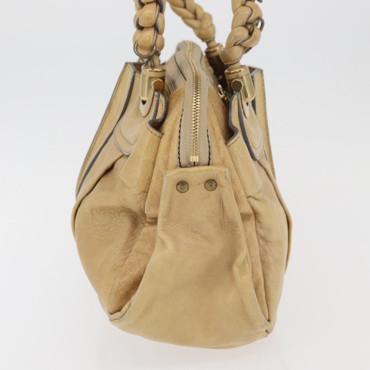 Chloe Hand Bag Leather Beige Gold Auth 179981
