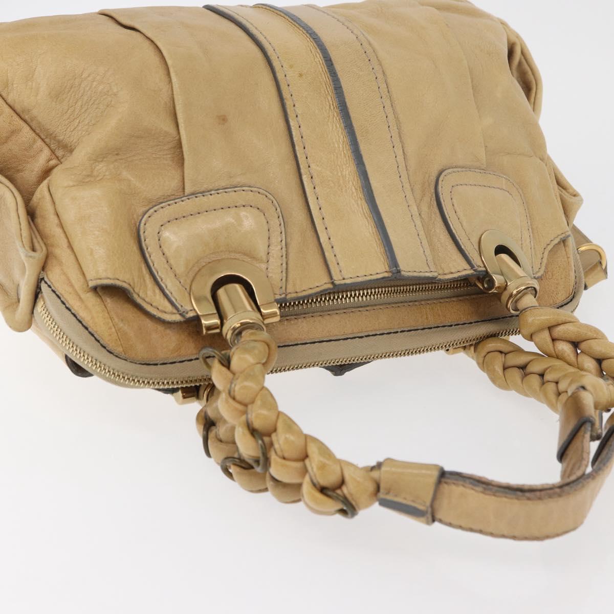Chloe Hand Bag Leather Beige Gold Auth 179981