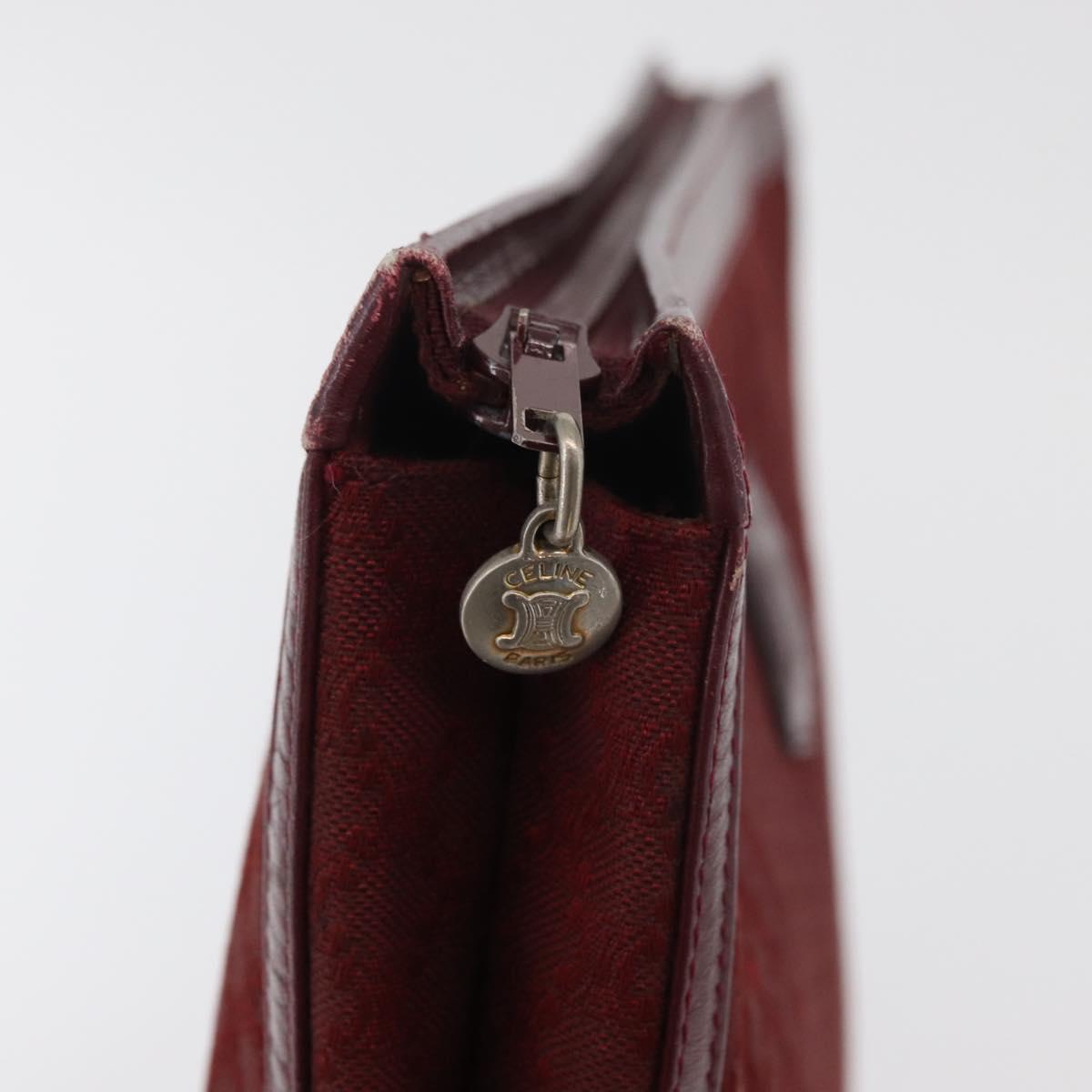 CELINE Macadam Canvas Clutch Bag Red Gold Auth 179982