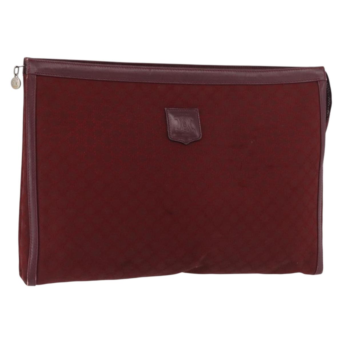 CELINE Macadam Canvas Clutch Bag Red Gold Auth 179982