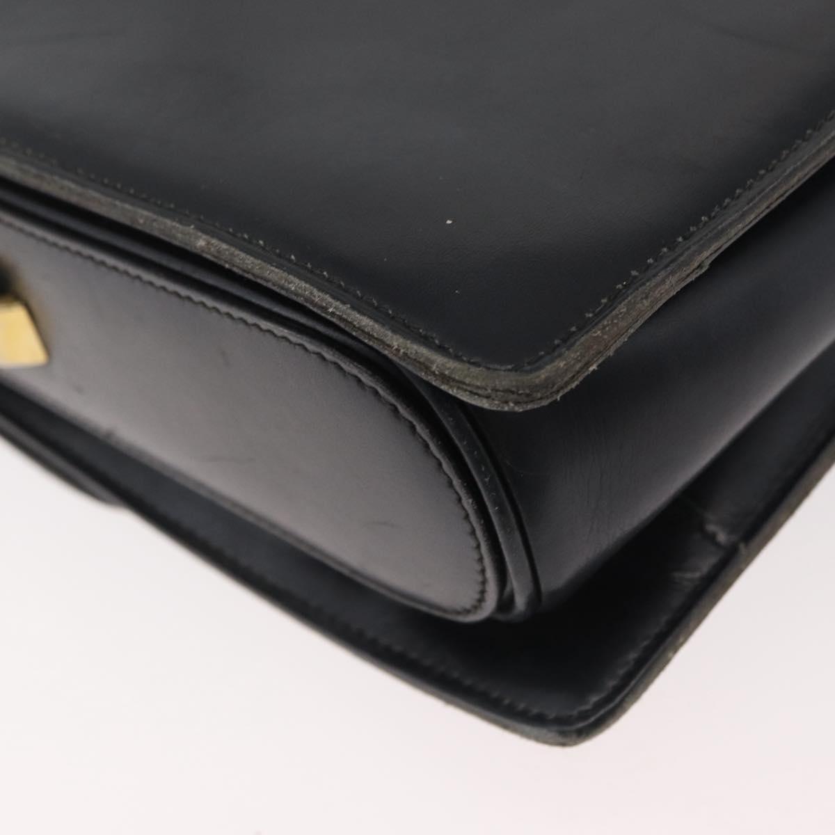 CELINE Shoulder Bag Leather Black Gold Auth 179985