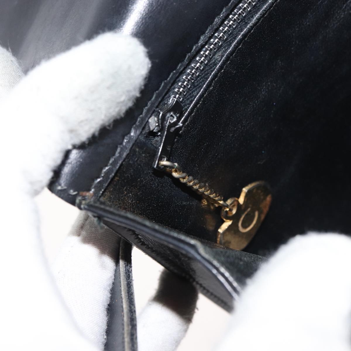 CELINE Shoulder Bag Leather Black Gold Auth 179985