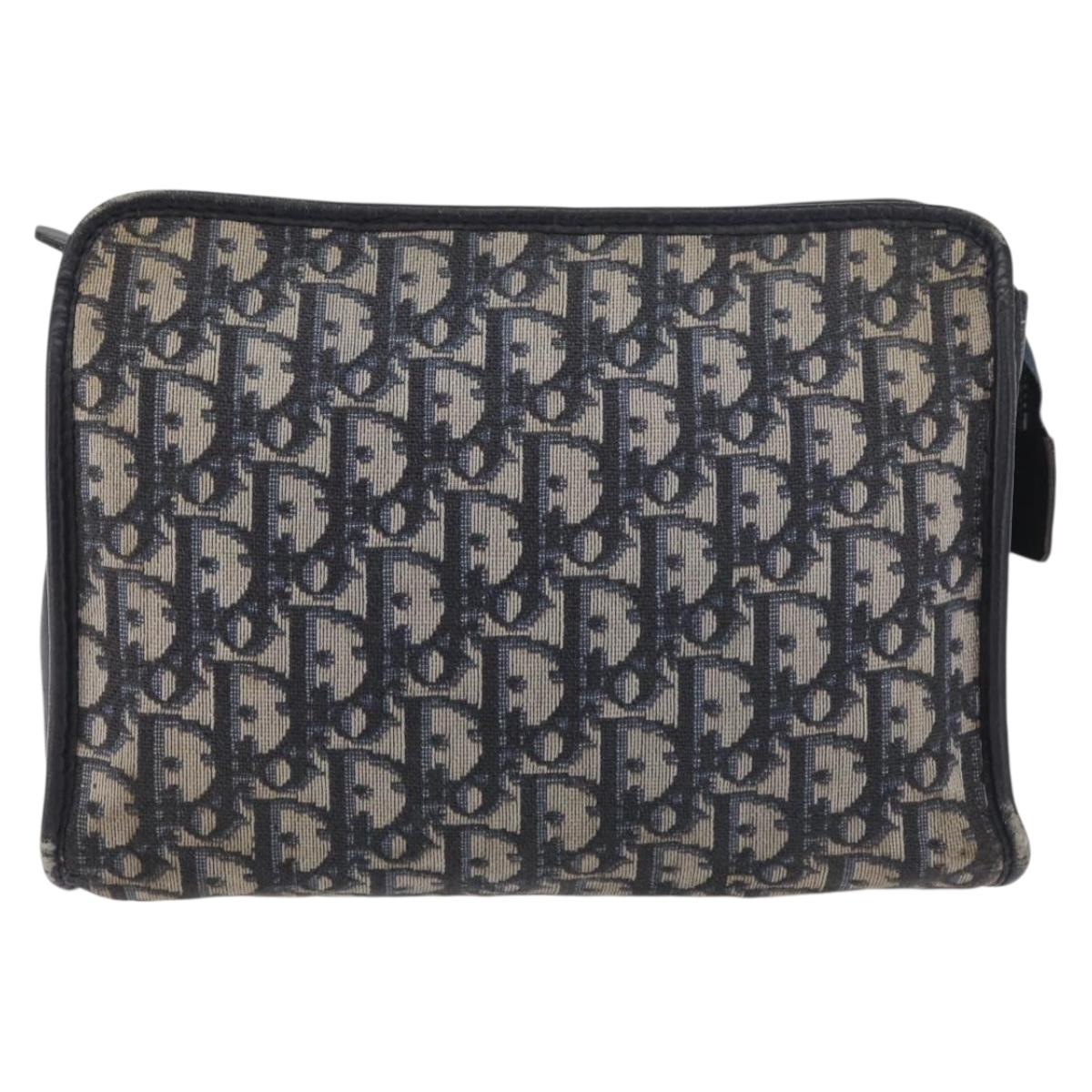 Christian Dior Trotter Canvas Clutch Bag Navy Auth 179986