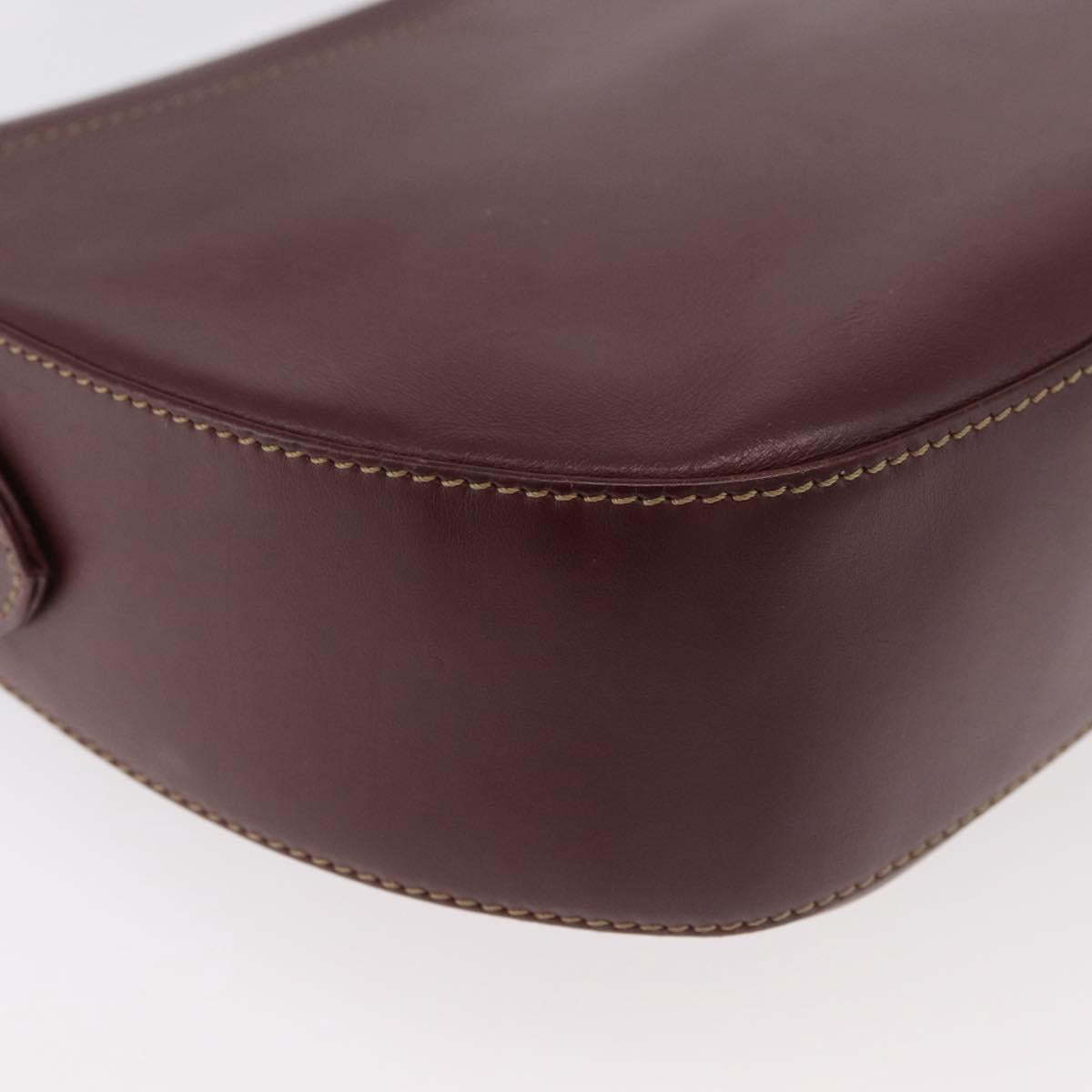 CARTIER Must Line Shoulder Bag Leather Bordeaux Gold Auth 179989