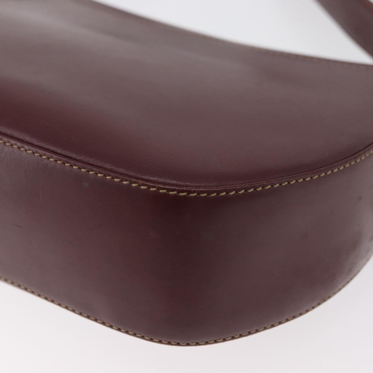 CARTIER Must Line Shoulder Bag Leather Bordeaux Gold Auth 179989
