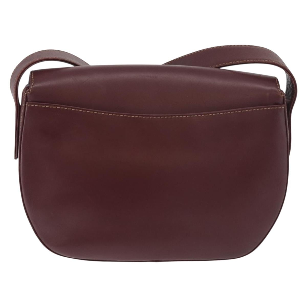 CARTIER Must Line Shoulder Bag Leather Bordeaux Gold Auth 179989