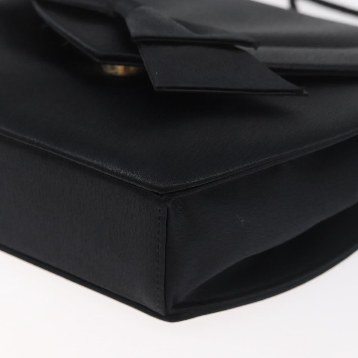 SAINT LAURENT Shoulder Bag Satin Black Auth 179994