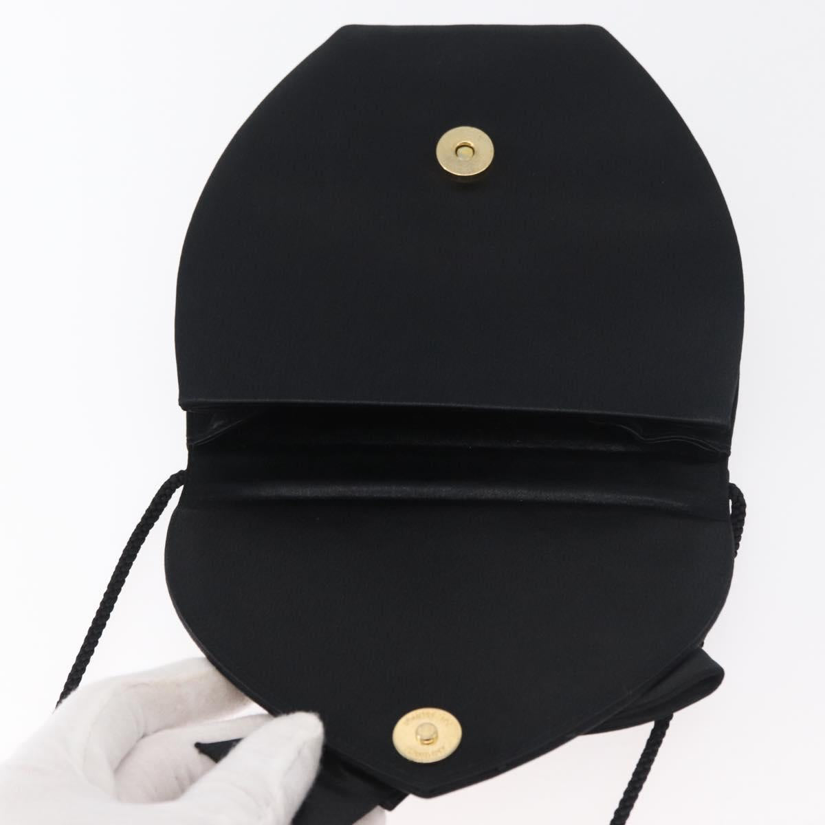 SAINT LAURENT Shoulder Bag Satin Black Auth 179994