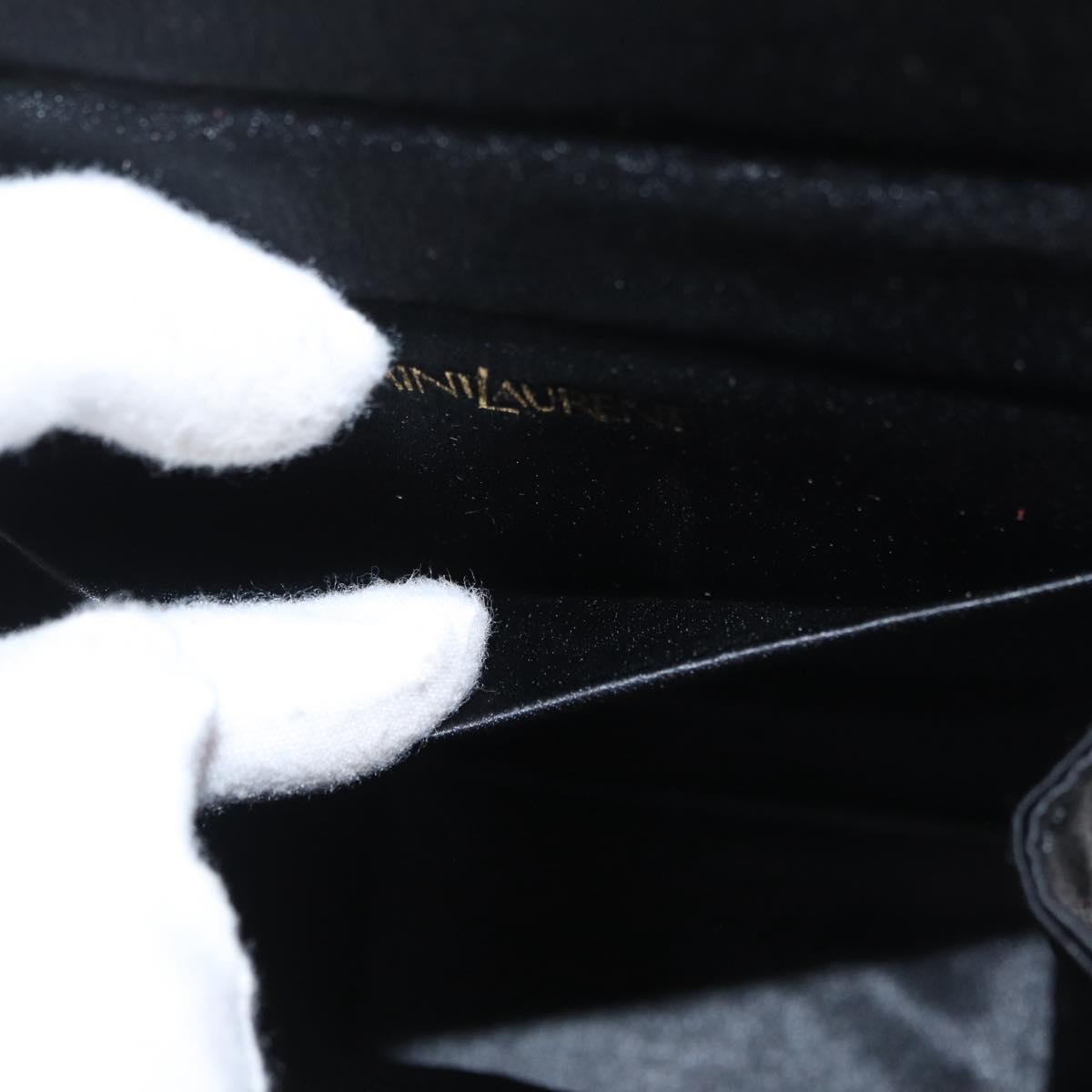 SAINT LAURENT Shoulder Bag Satin Black Auth 179994