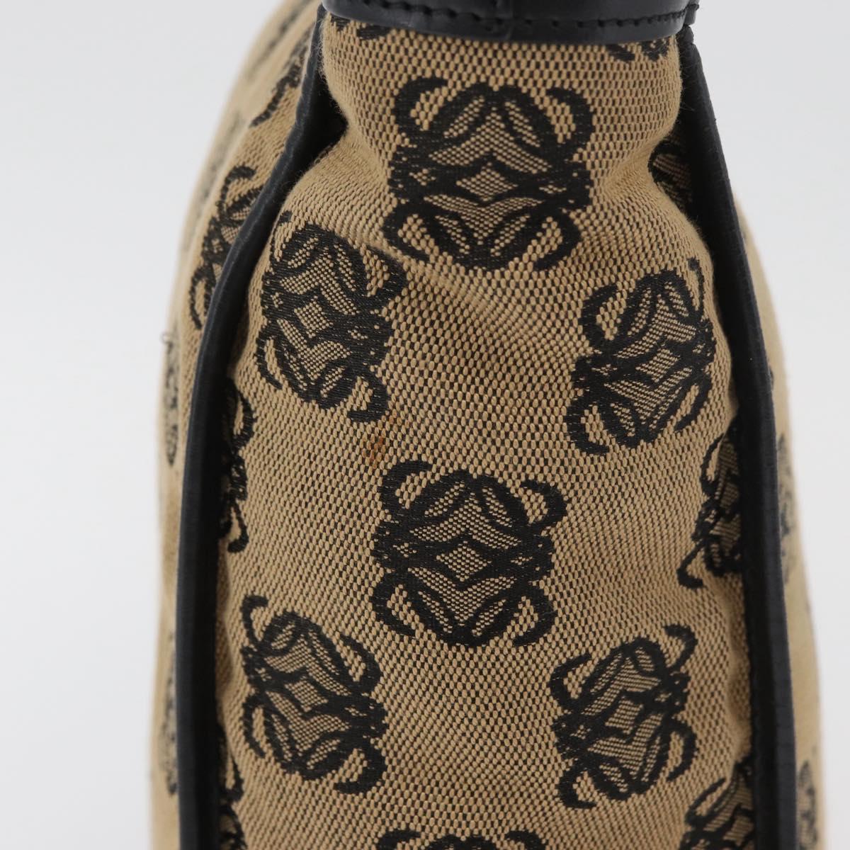 LOEWE Anagram Hand Bag Canvas Beige Gold Auth 180003