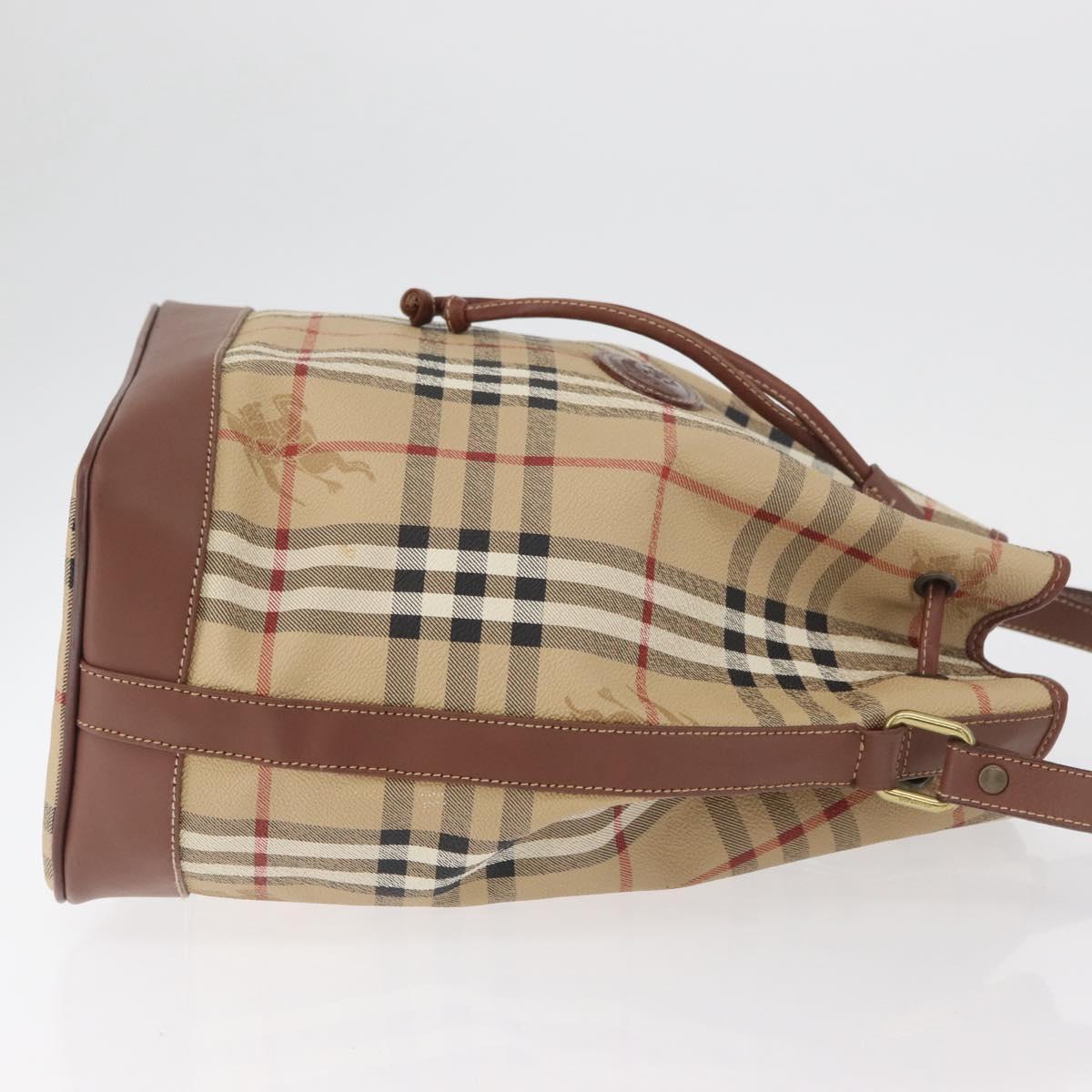 Burberrys Nova Check Purse Shoulder Bag PVC Leather Beige Gold Auth 180005