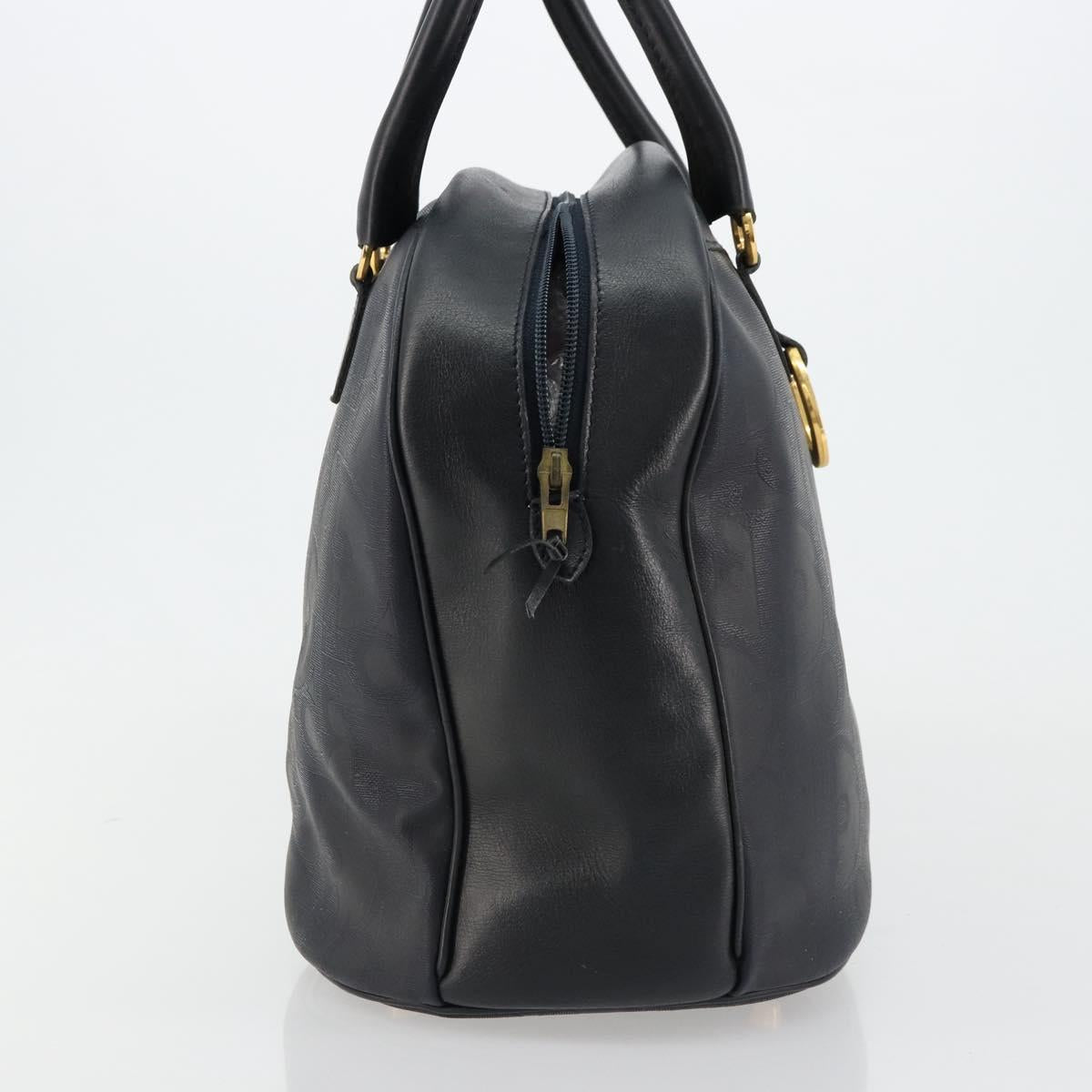 Christian Dior Trotter Canvas Hand Bag Black Gold Auth 180006