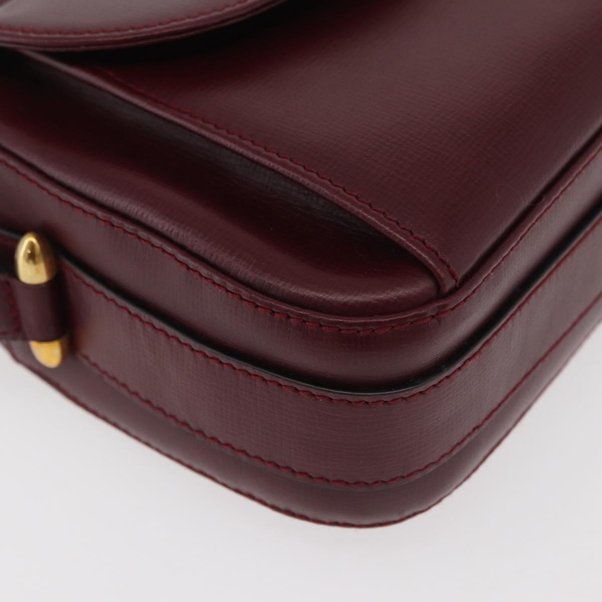 CARTIER Must Line Shoulder Bag Leather Bordeaux Gold Auth 180007