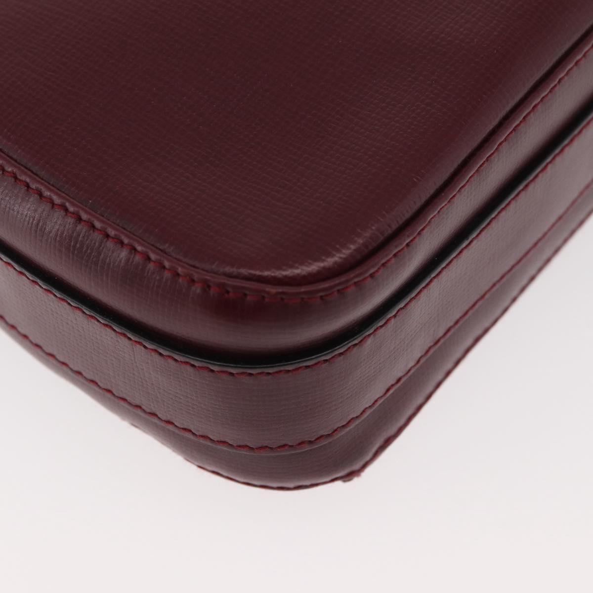 CARTIER Must Line Shoulder Bag Leather Bordeaux Gold Auth 180007