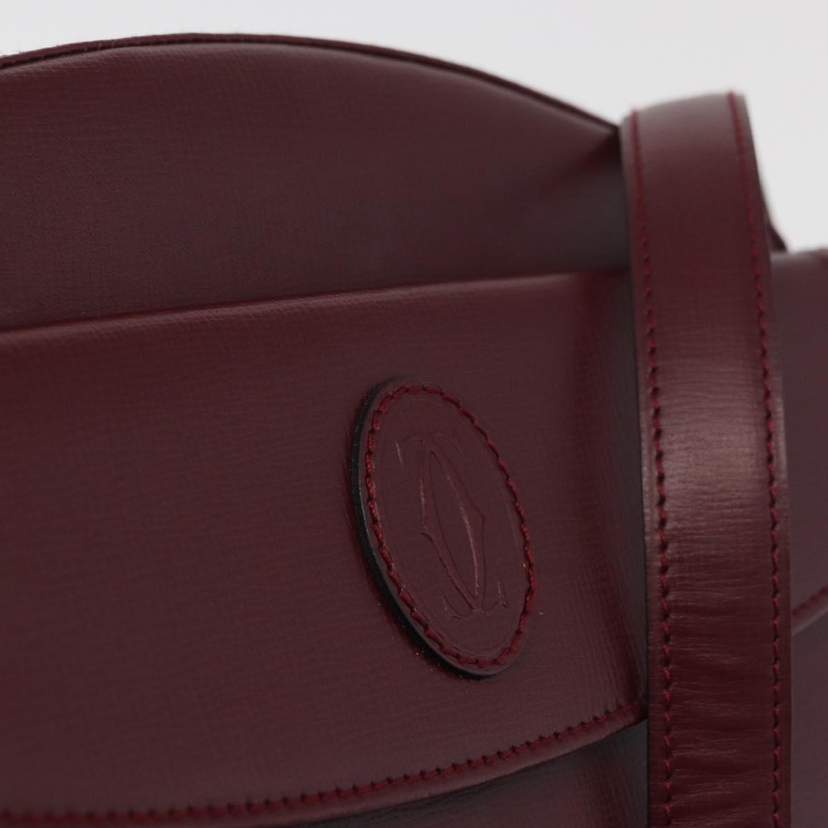 CARTIER Must Line Shoulder Bag Leather Bordeaux Gold Auth 180007