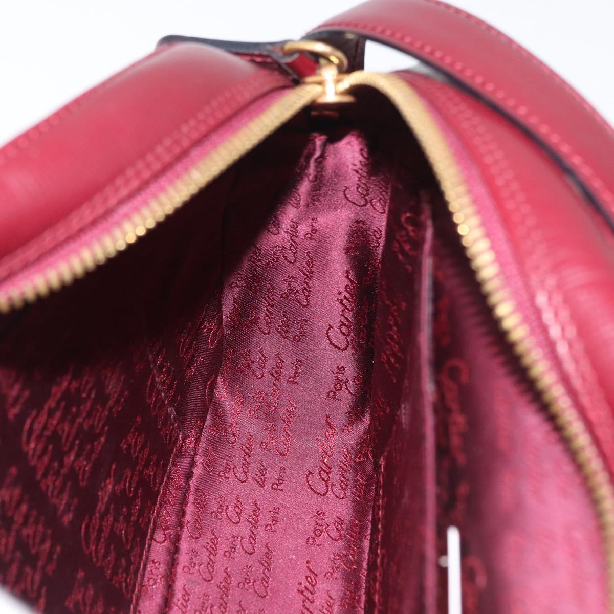 CARTIER Must Line Shoulder Bag Leather Bordeaux Gold Auth 180007