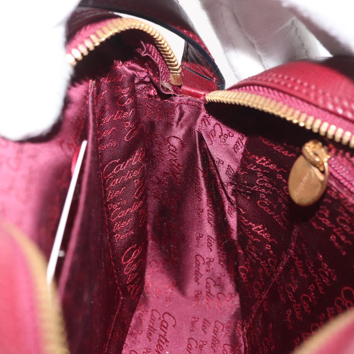 CARTIER Must Line Shoulder Bag Leather Bordeaux Gold Auth 180007