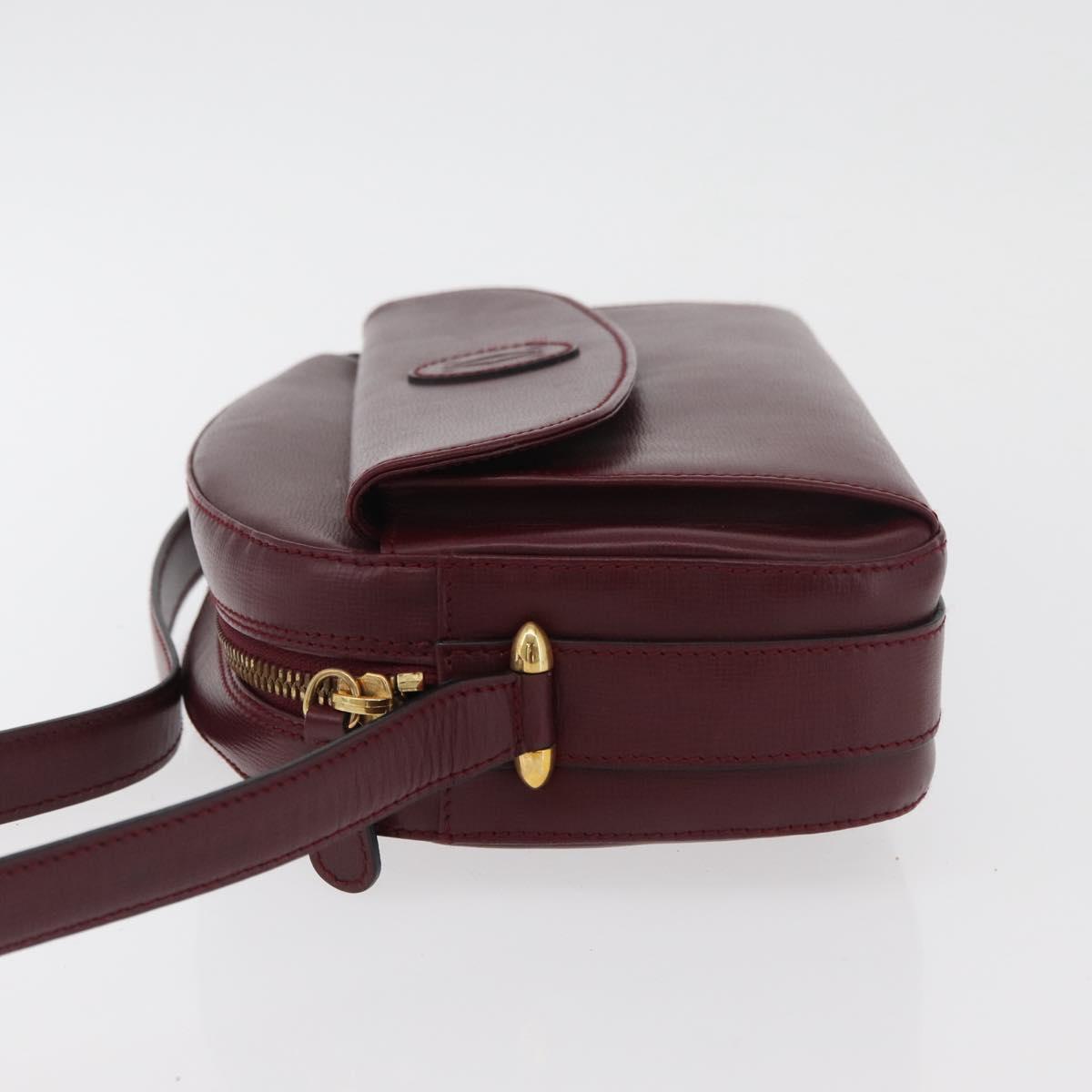 CARTIER Must Line Shoulder Bag Leather Bordeaux Gold Auth 180007