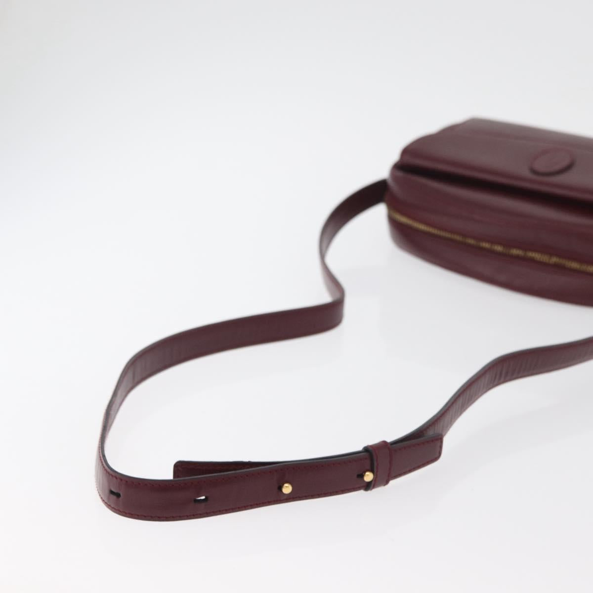 CARTIER Must Line Shoulder Bag Leather Bordeaux Gold Auth 180007