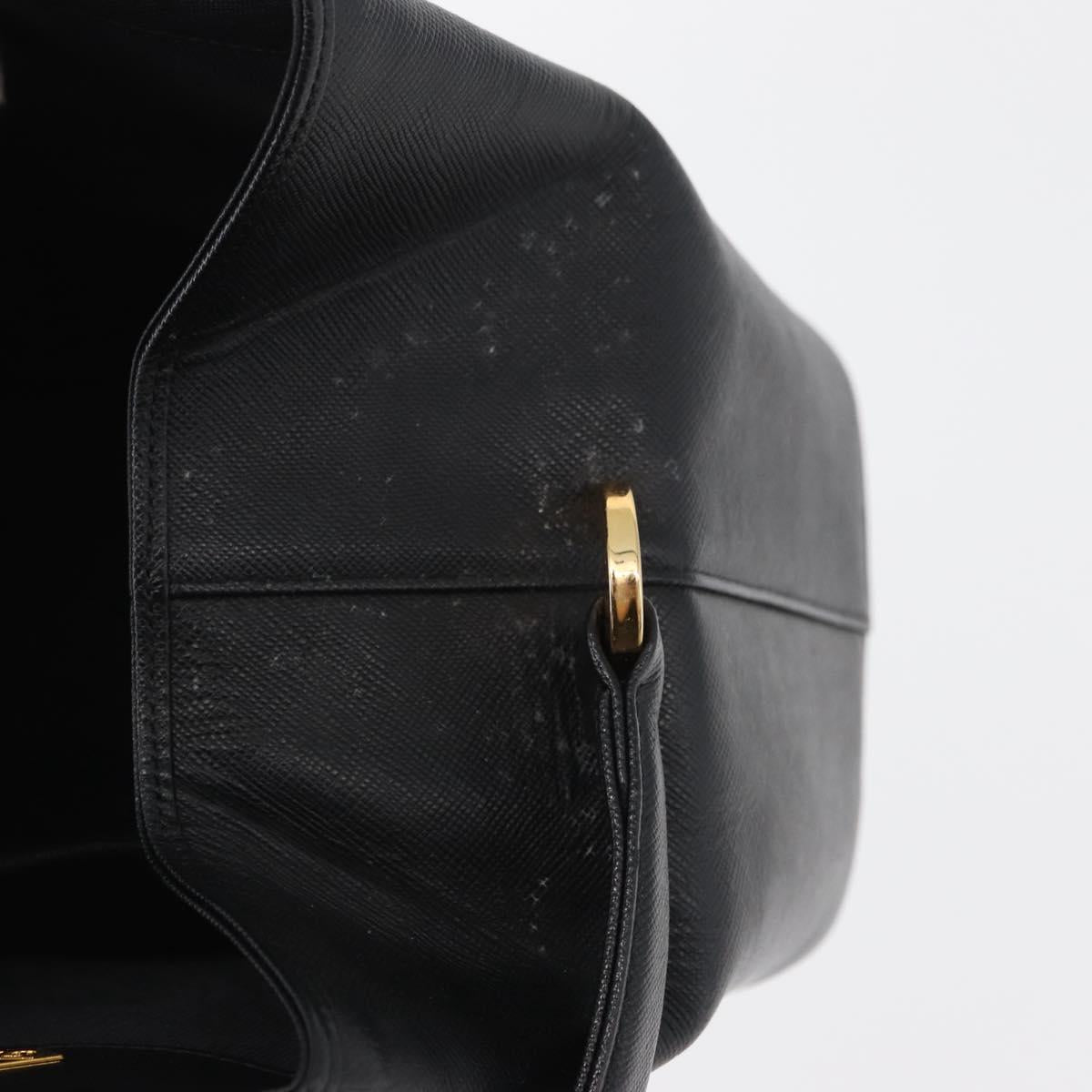 GIVENCHY Hand Bag Leather Black Gold Auth 180008