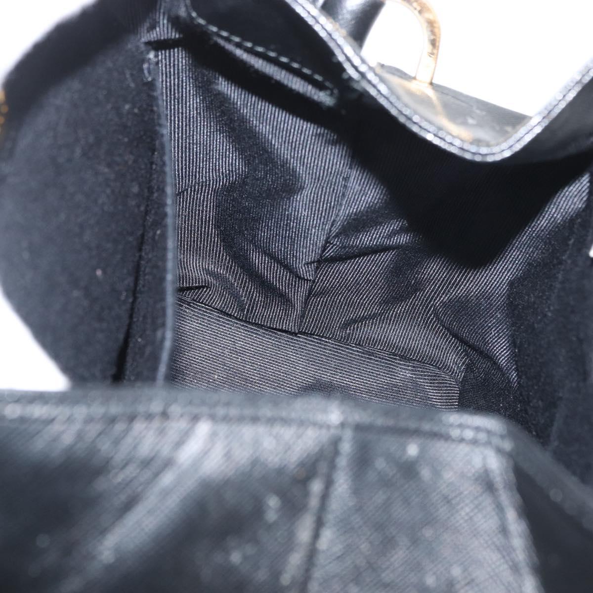 GIVENCHY Hand Bag Leather Black Gold Auth 180008
