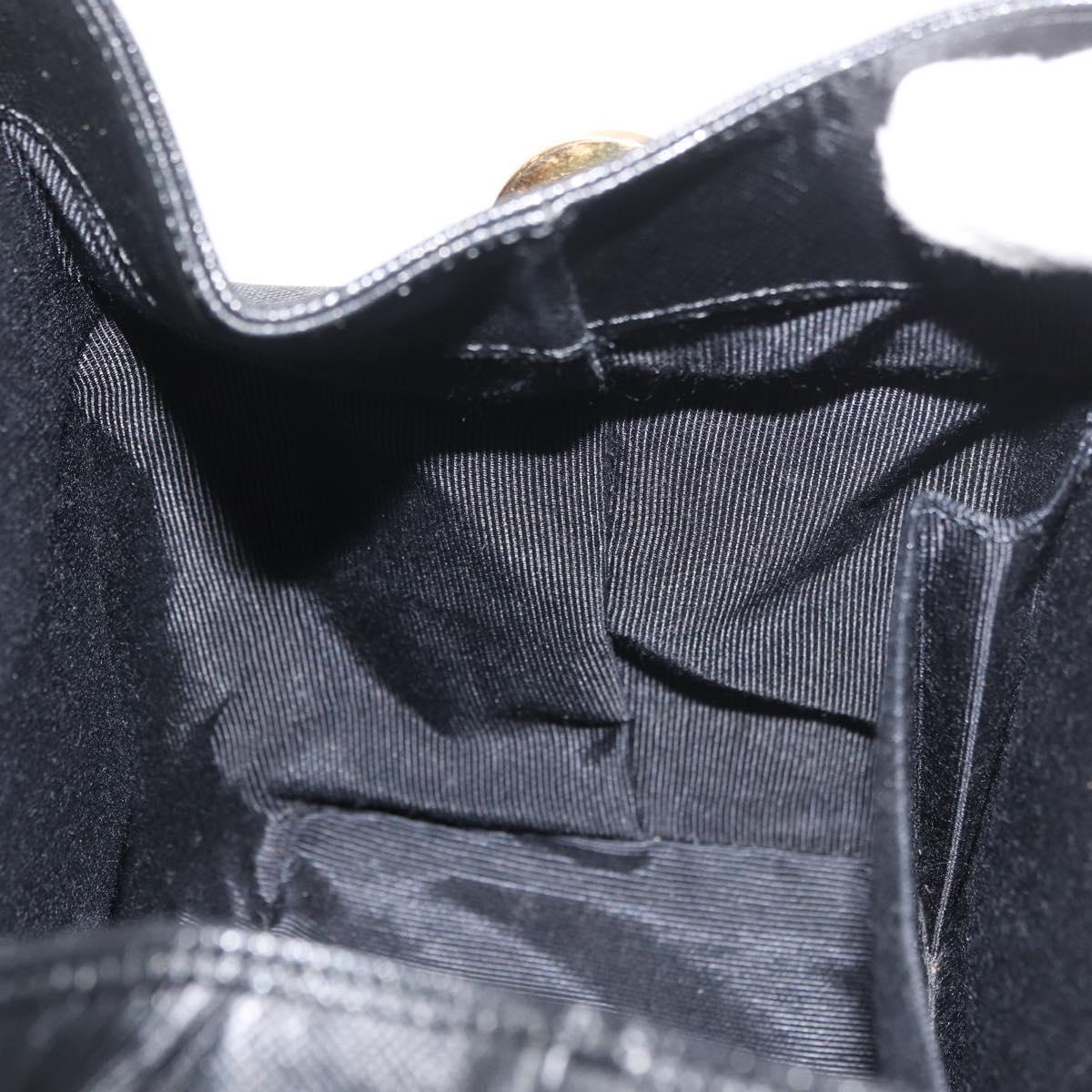 GIVENCHY Hand Bag Leather Black Gold Auth 180008