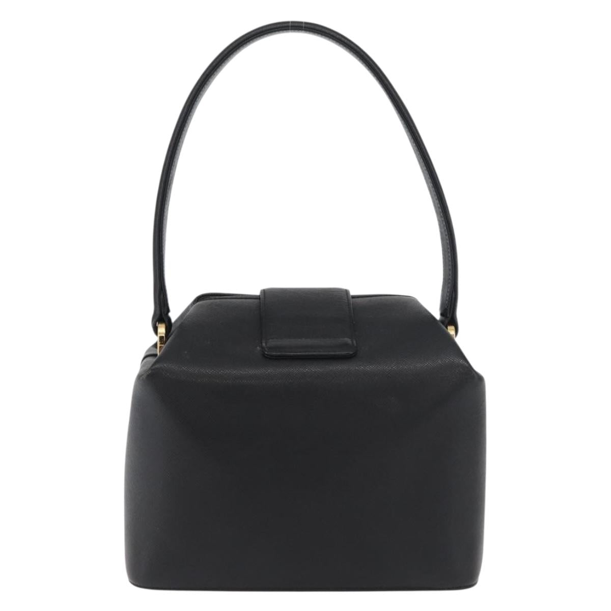 GIVENCHY Hand Bag Leather Black Gold Auth 180008