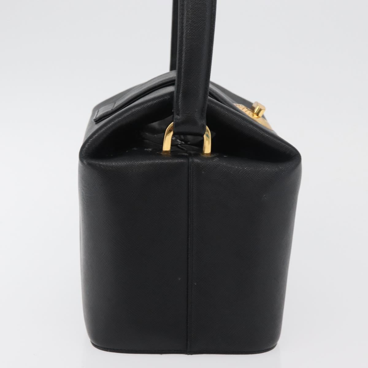 GIVENCHY Hand Bag Leather Black Gold Auth 180008