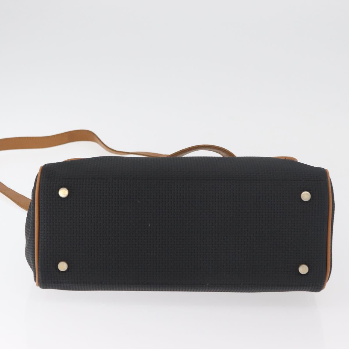 SAINT LAURENT Hand Bag Coated Canvas 2way Black Gold Auth 180009