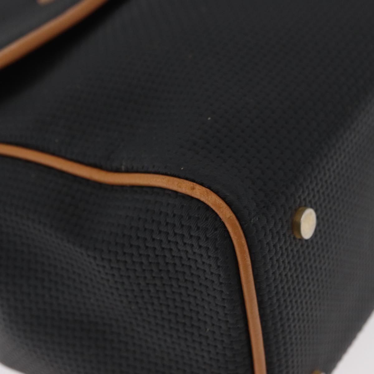 SAINT LAURENT Hand Bag Coated Canvas 2way Black Gold Auth 180009