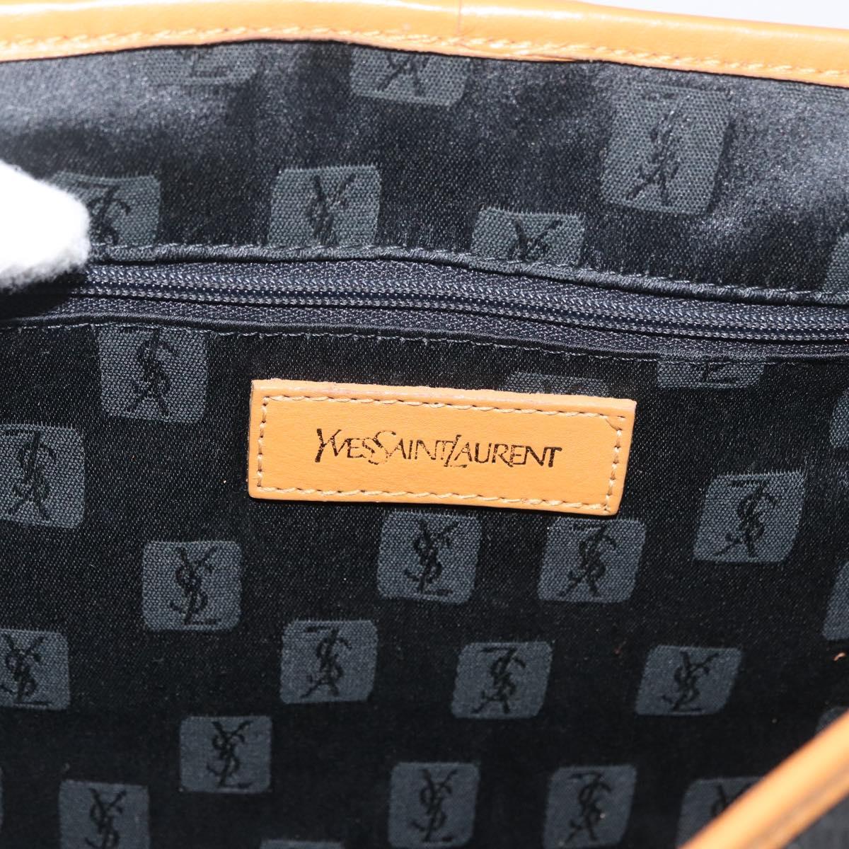 SAINT LAURENT Hand Bag Coated Canvas 2way Black Gold Auth 180009