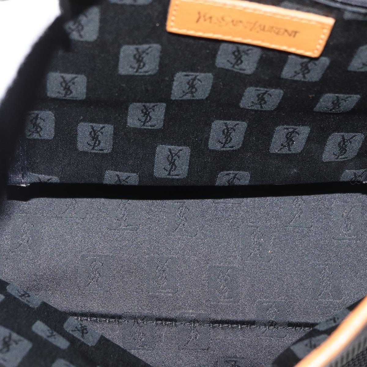 SAINT LAURENT Hand Bag Coated Canvas 2way Black Gold Auth 180009