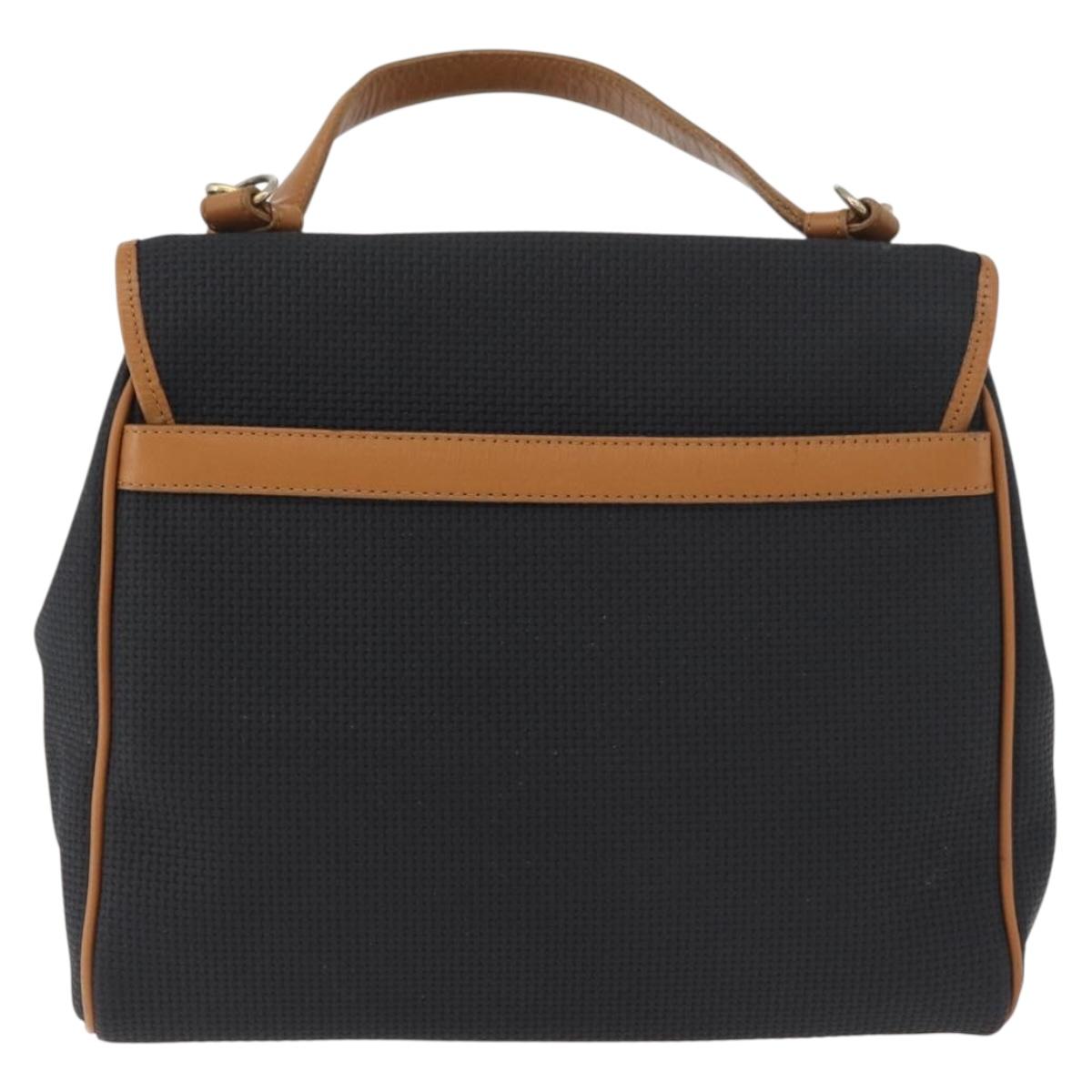 SAINT LAURENT Hand Bag Coated Canvas 2way Black Gold Auth 180009
