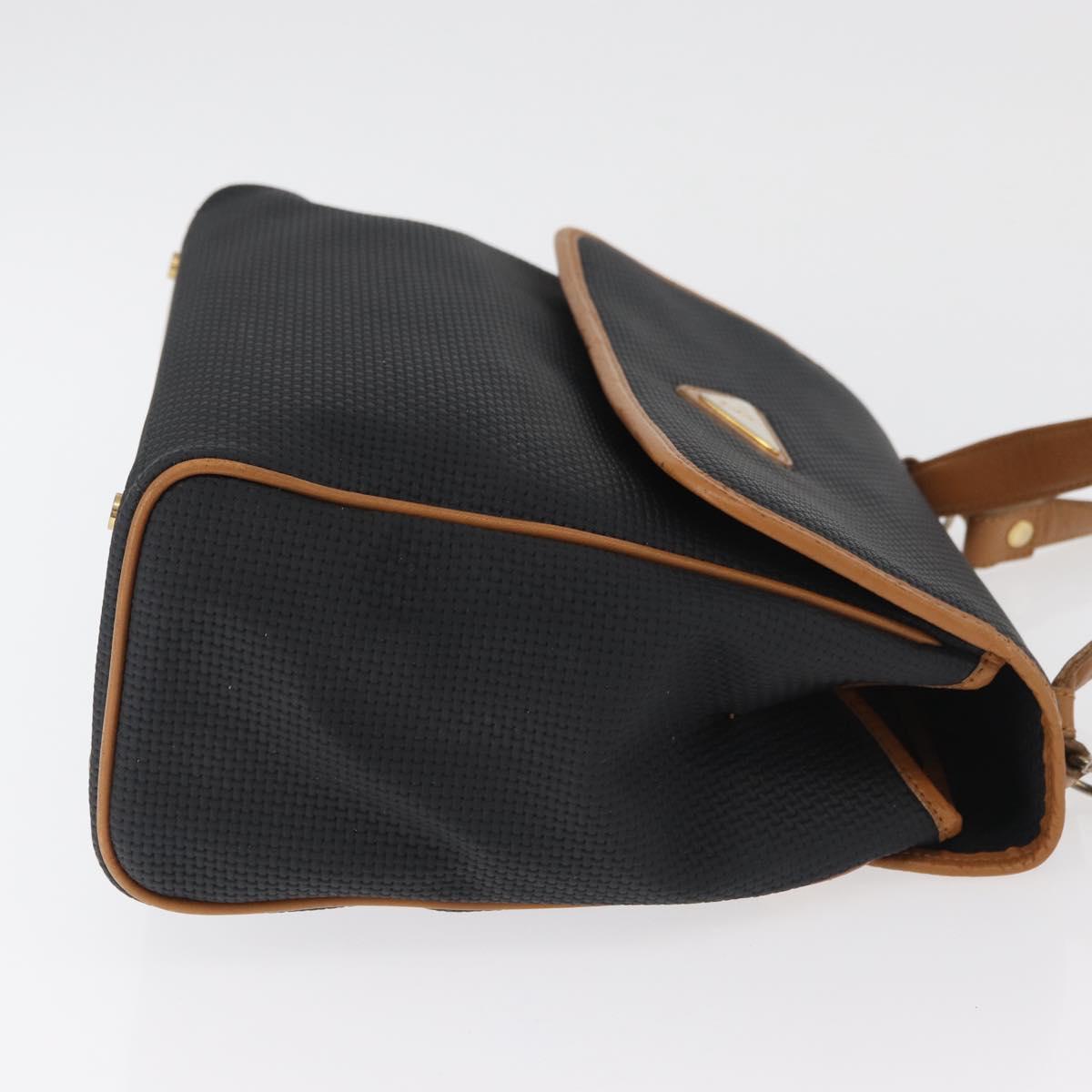 SAINT LAURENT Hand Bag Coated Canvas 2way Black Gold Auth 180009
