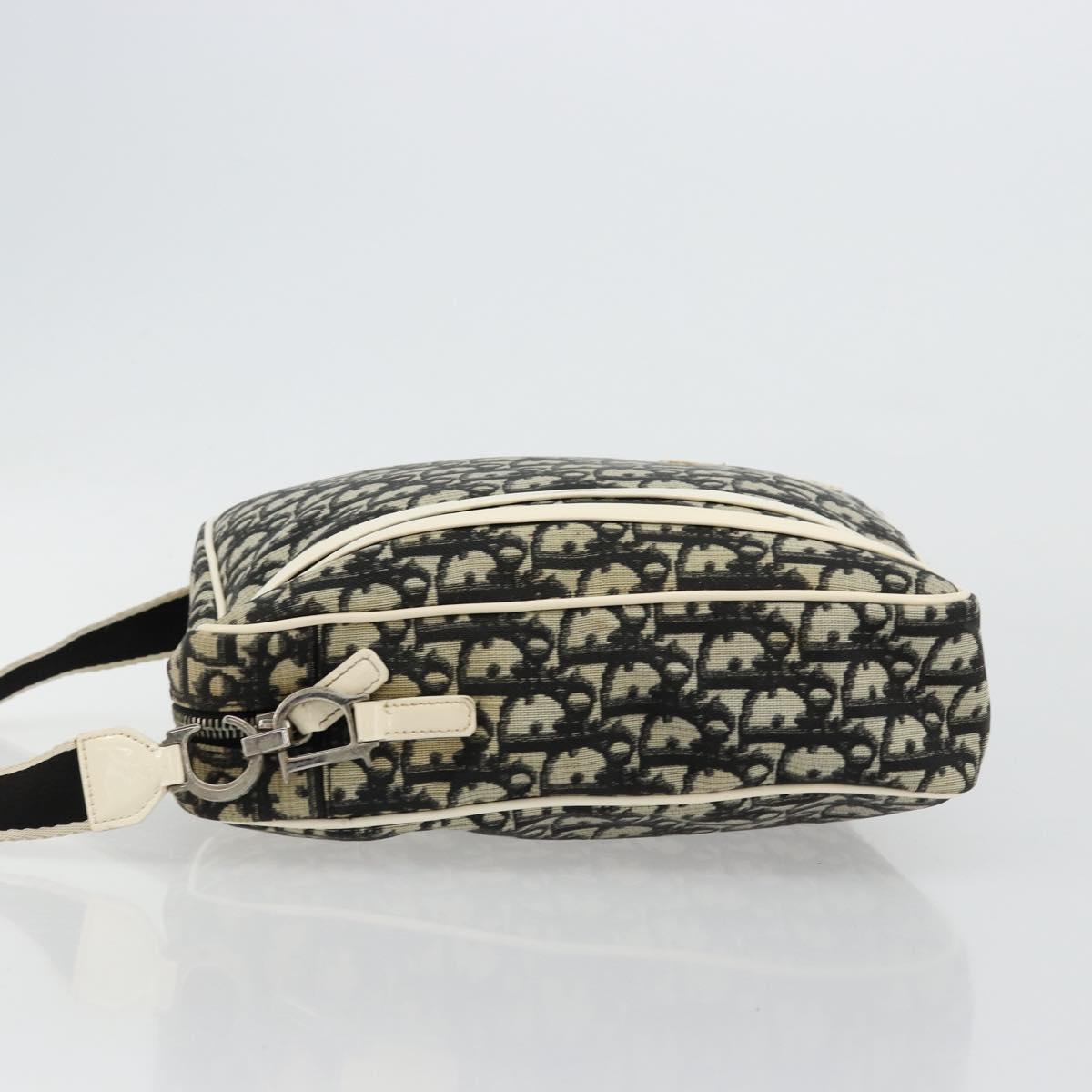 Christian Dior Trotter Canvas Shoulder Bag PVC Black Silver Auth 180010