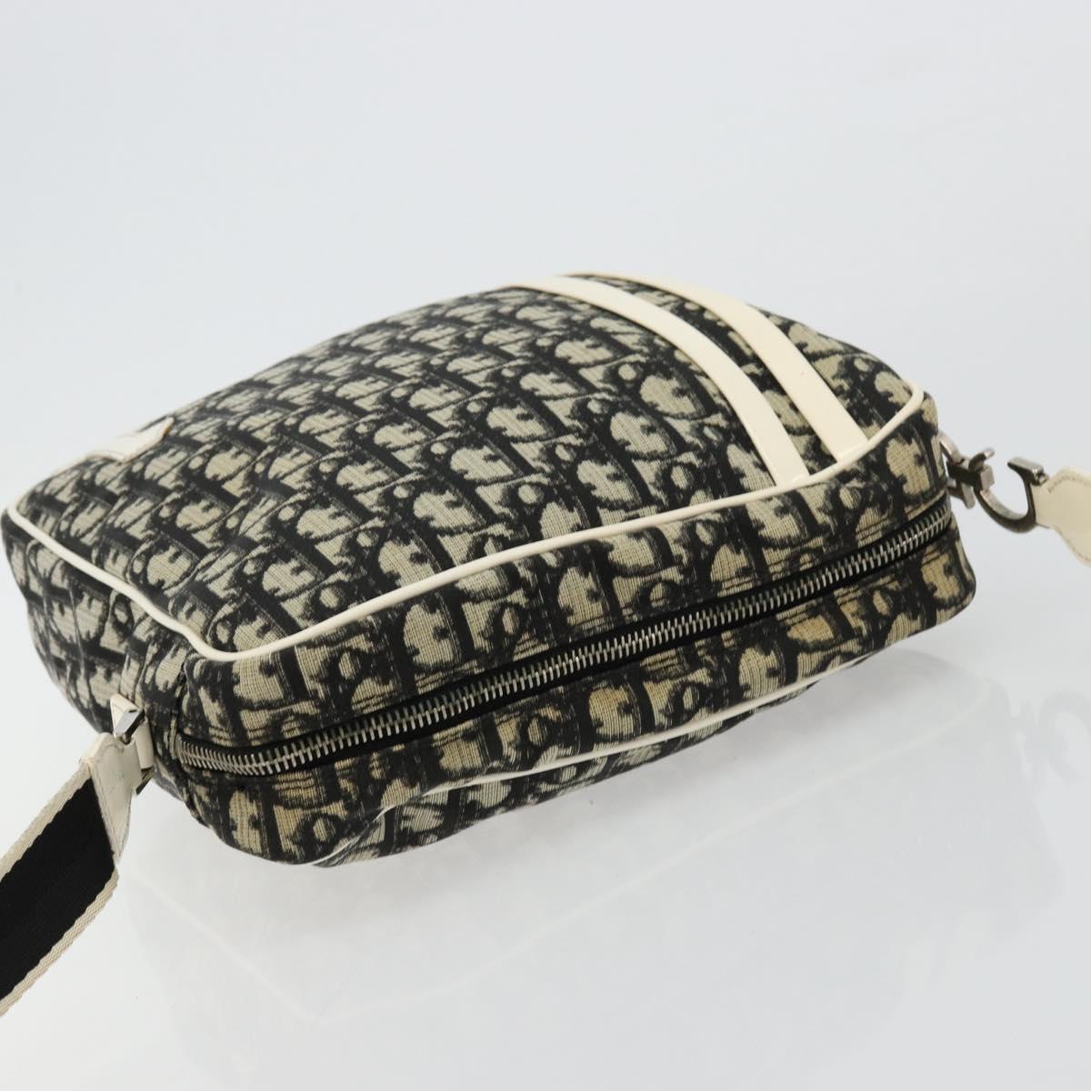 Christian Dior Trotter Canvas Shoulder Bag PVC Black Silver Auth 180010