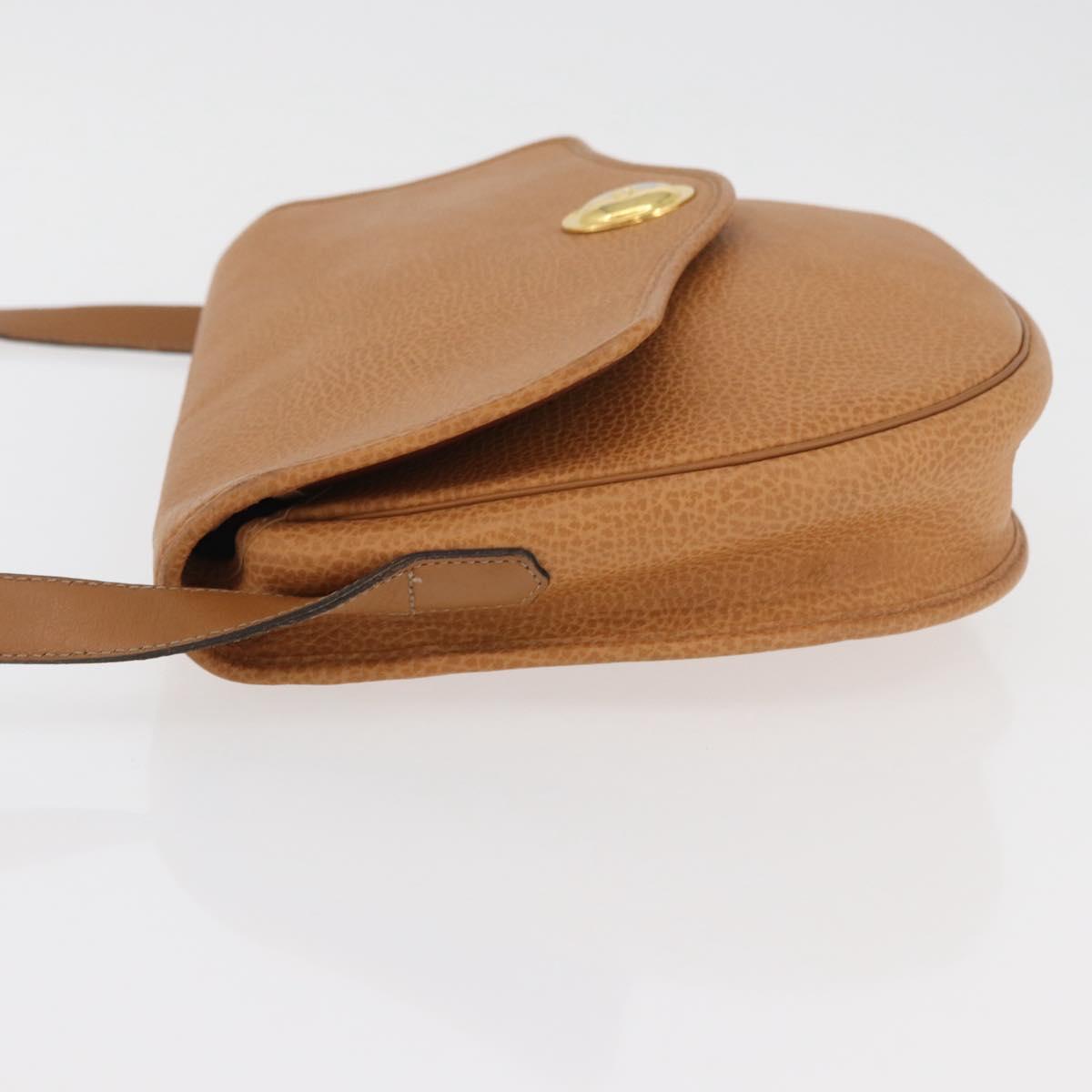 Christian Dior Shoulder Bag Leather Beige Gold Auth 180011